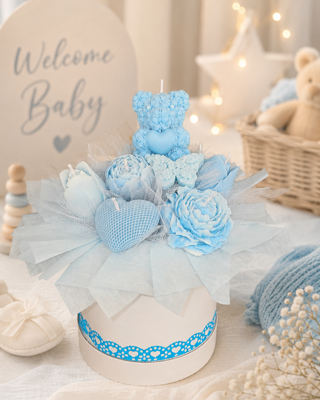 Svečni aranžma Welcome Baby